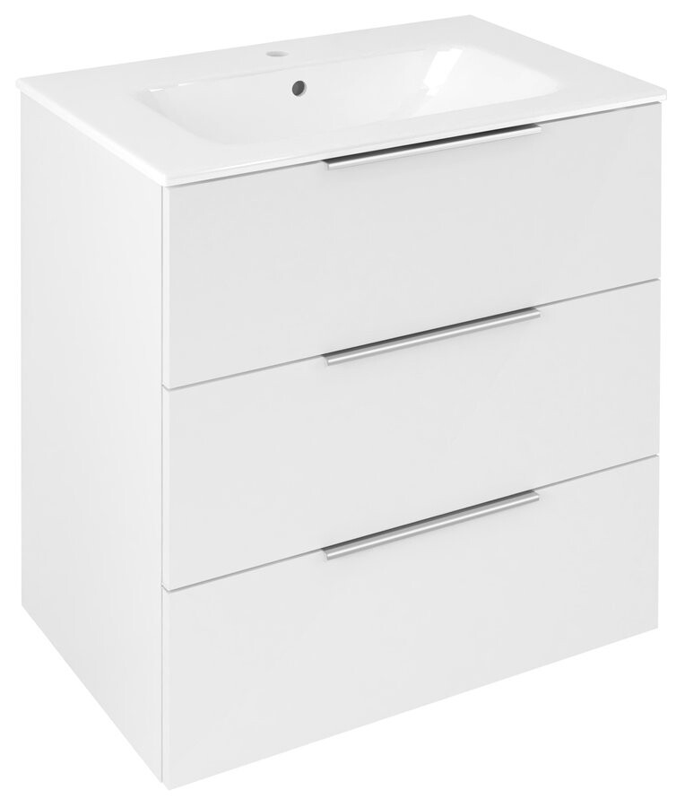 Sapho CIRASA umyvadlová skříňka 69,8x75x46cm, 3x zásuvka, bílá lesk