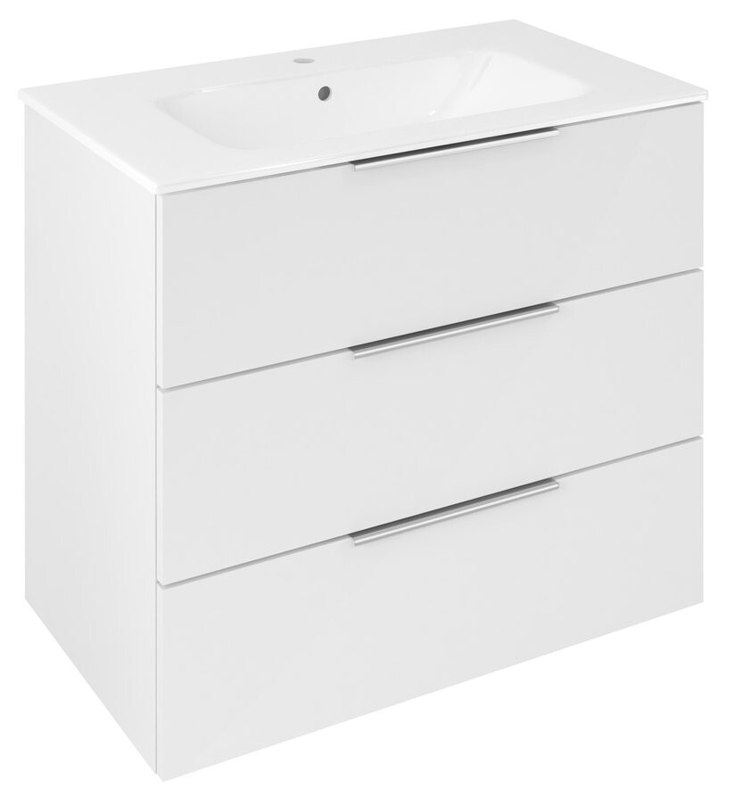 Sapho CIRASA umyvadlová skříňka 79,8x75x46cm, 3x zásuvka, bílá lesk