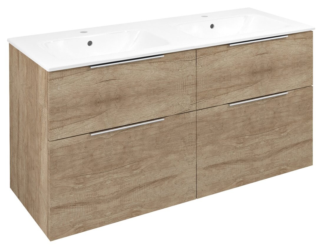 Sapho CIRASA umyvadlová skříňka s dvojumyvadlem 121x66x46cm, dub alabama