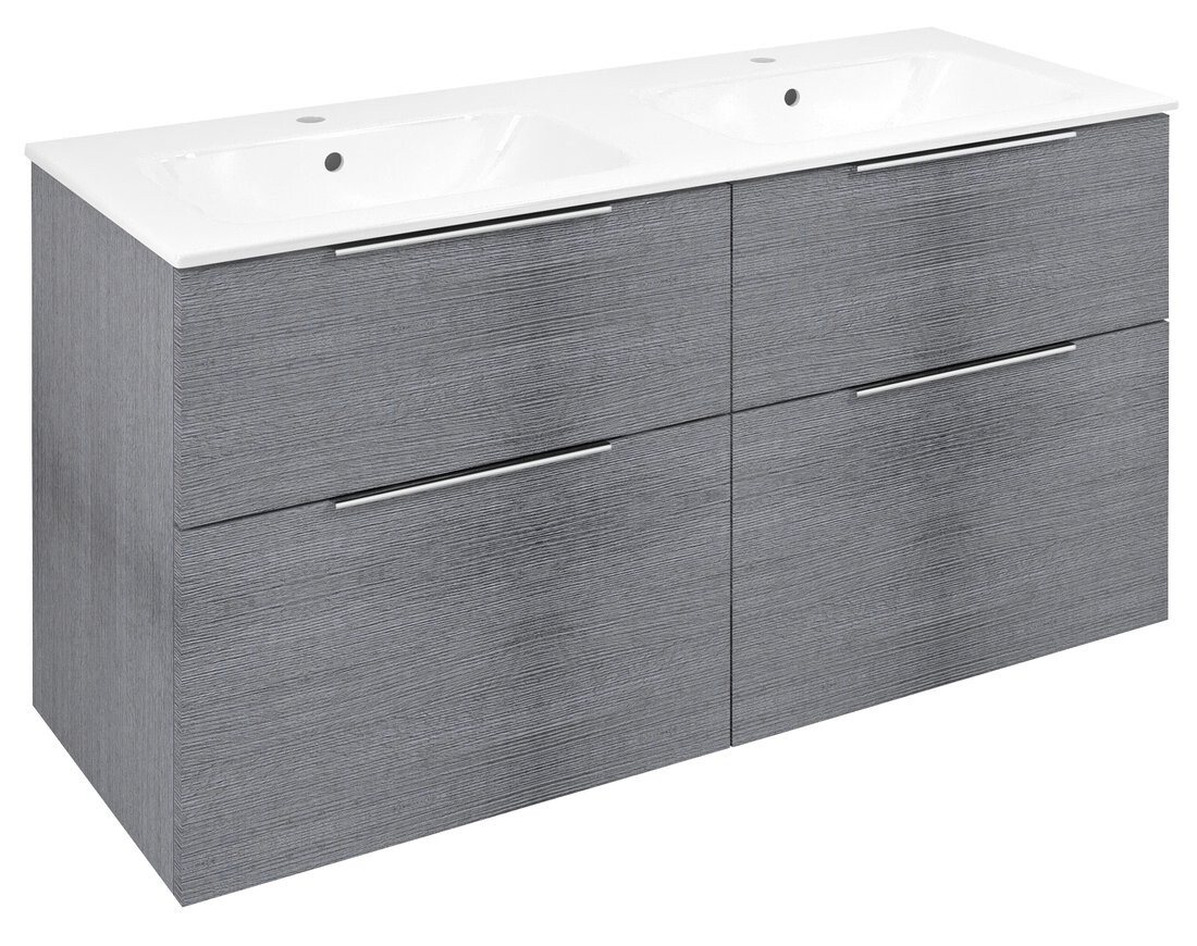 Sapho CIRASA umyvadlová skříňka s dvojumyvadlem 121x66x46cm, dub stříbrný