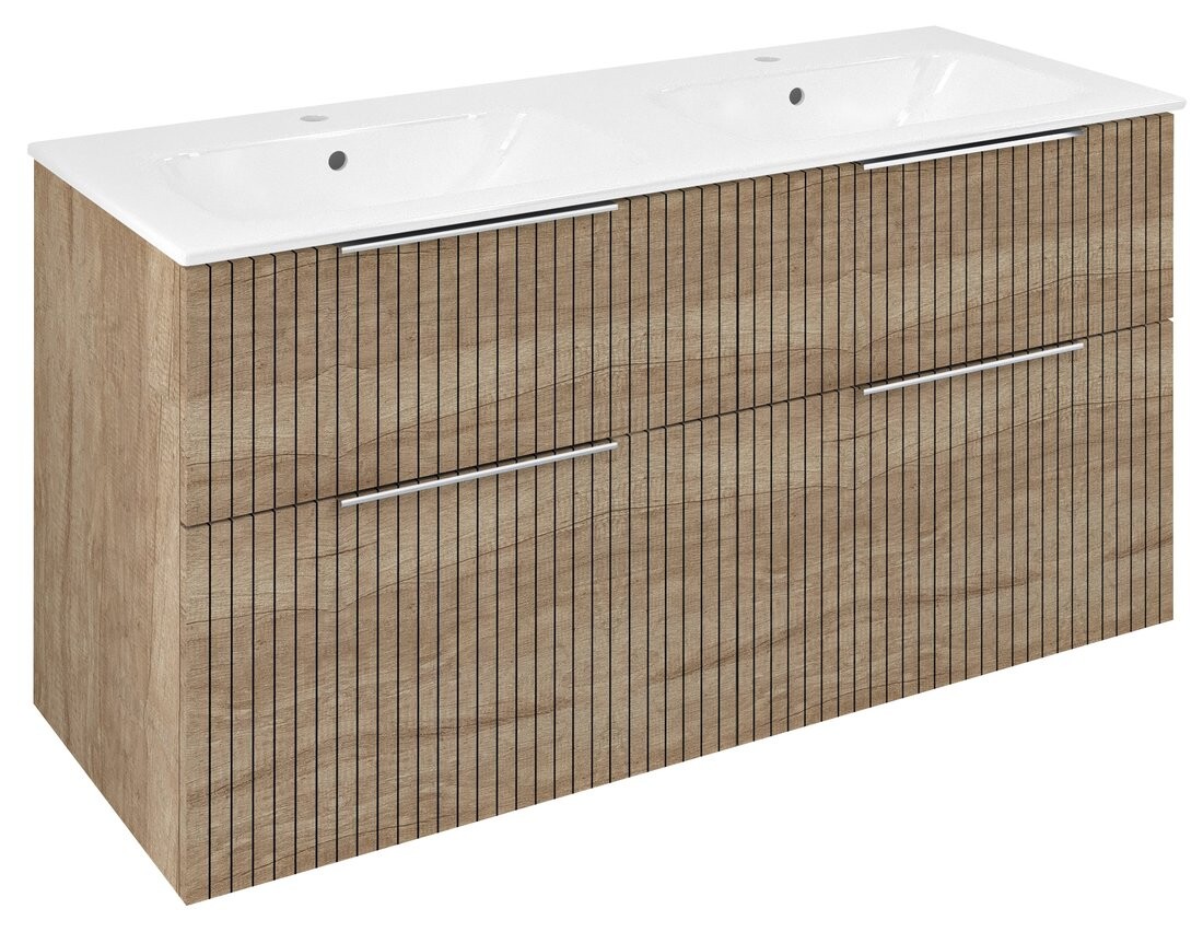Sapho CIRASA umyvadlová skříňka s dvojumyvadlem 121x66x46cm, dub alabama strip