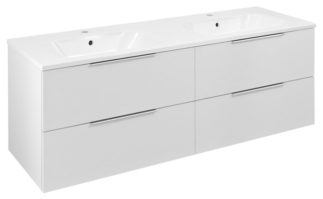 Sapho CIRASA umyvadlová skříňka s dvojumyvadlem 141x54x46cm, bílá lesk