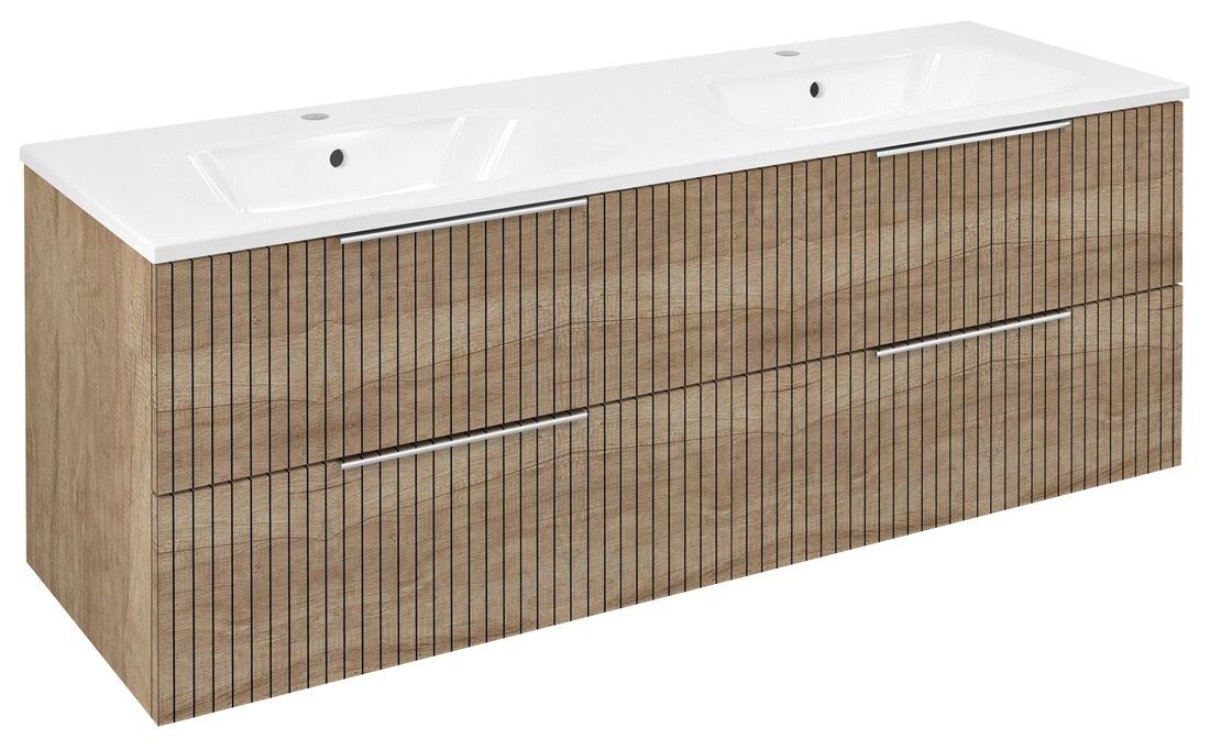 Sapho CIRASA umyvadlová skříňka s dvojumyvadlem 141x54x46cm, dub alabama strip