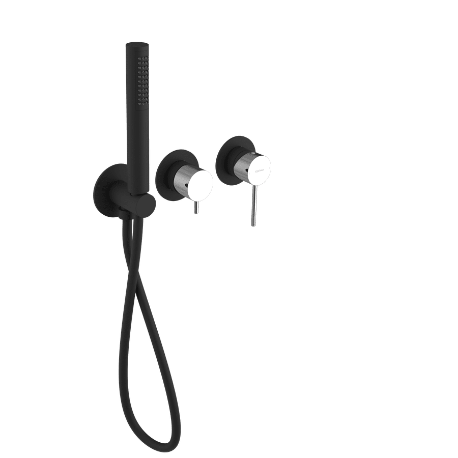 Sapho ULTRAMIX podomítková sprchová/vanová baterie s ruční sprchou, 2 výstupy, černá mat/chrom