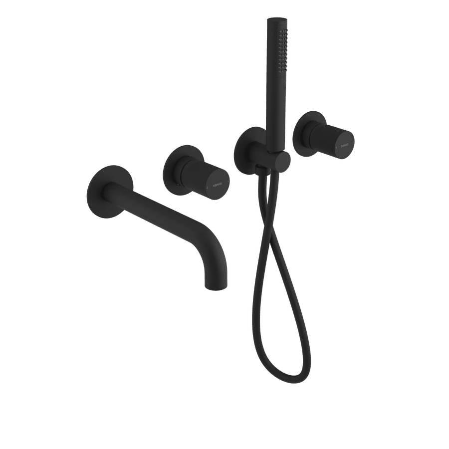 Sapho ULTRATAP podomítková vanová baterie s hubicí a ruční sprchou, 2 výstupy, černá mat