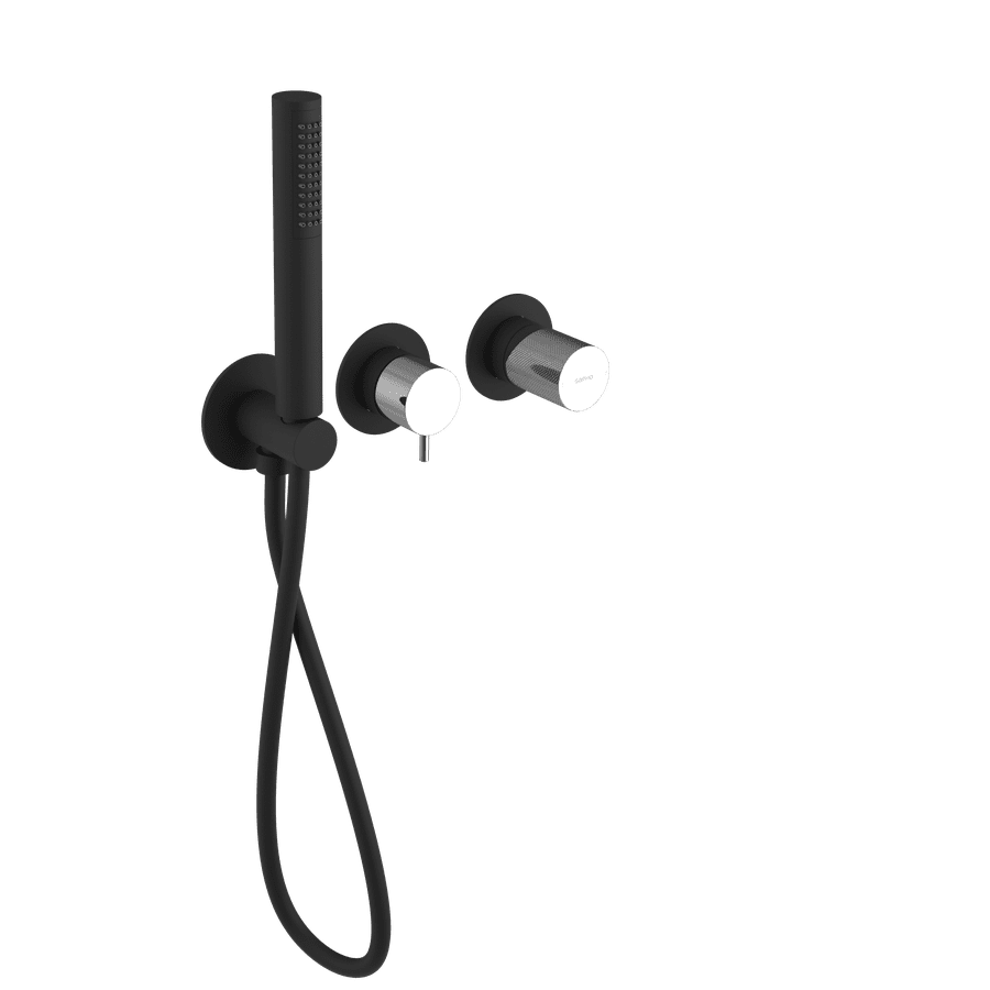 Sapho ULTRATAP podomítková sprchová/vanová baterie s ruční sprchou, 2 výstupy, černá mat/chrom