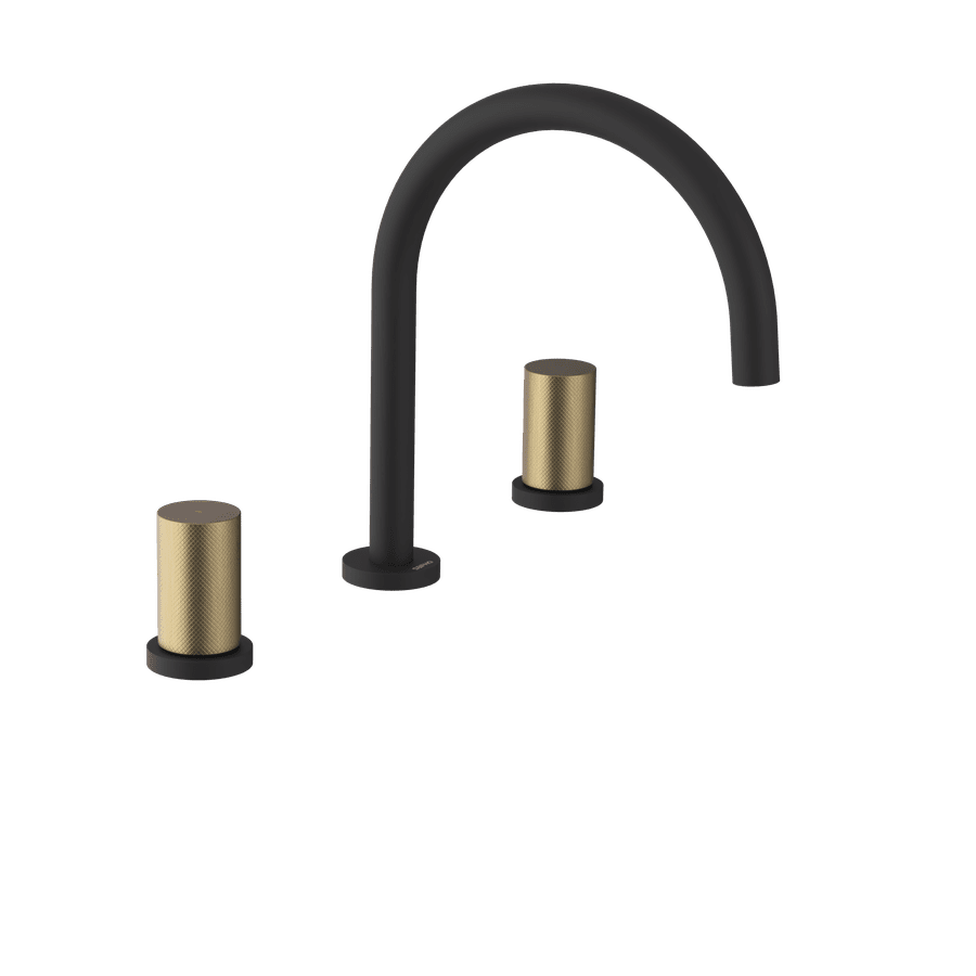 Sapho ULTRATAP tříprvková stojánková umyvadlová baterie, černá mat/zlato mat