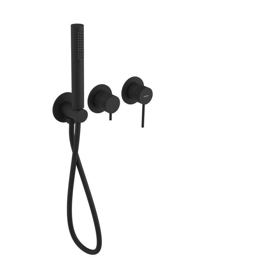 Sapho ULTRASAN podomítková sprchová/vanová baterie s ruční sprchou, 2 výstupy, černá mat