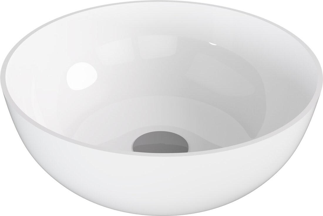 Polysan BANERA ROUND umyvadlo na desku, litý mramor, průměr 39cm, bílá