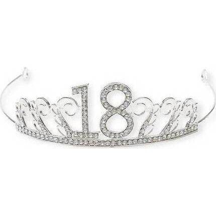 Nejedlá dekorace kovová Koruna stříbrná s číslem 18 - dortis