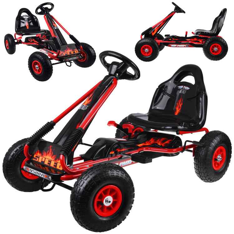 mamido Šlapací sportovní motokára s nafukovacími koly červená