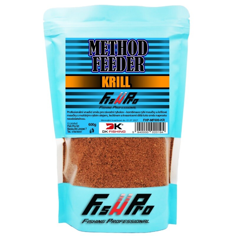Fish Pro krmítková směs Method Feeder krill s ambrozií 600g-FHPMF600KR