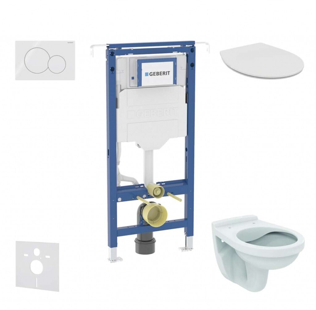 GEBERIT Duofix Set předstěnové instalace, klozet Alpha se sedátkem, tlačítko Sigma01, alpská bílá SANI11CD3114