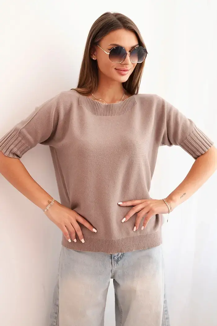 Kesi Włoski Dámský svetr z viskózy s krátkým rukávem fango