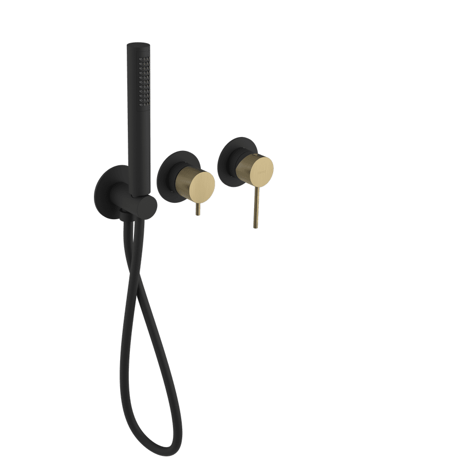Sapho ULTRAMIX podomítková sprchová/vanová baterie s ruční sprchou, 2 výstupy, černá mat/zlato mat