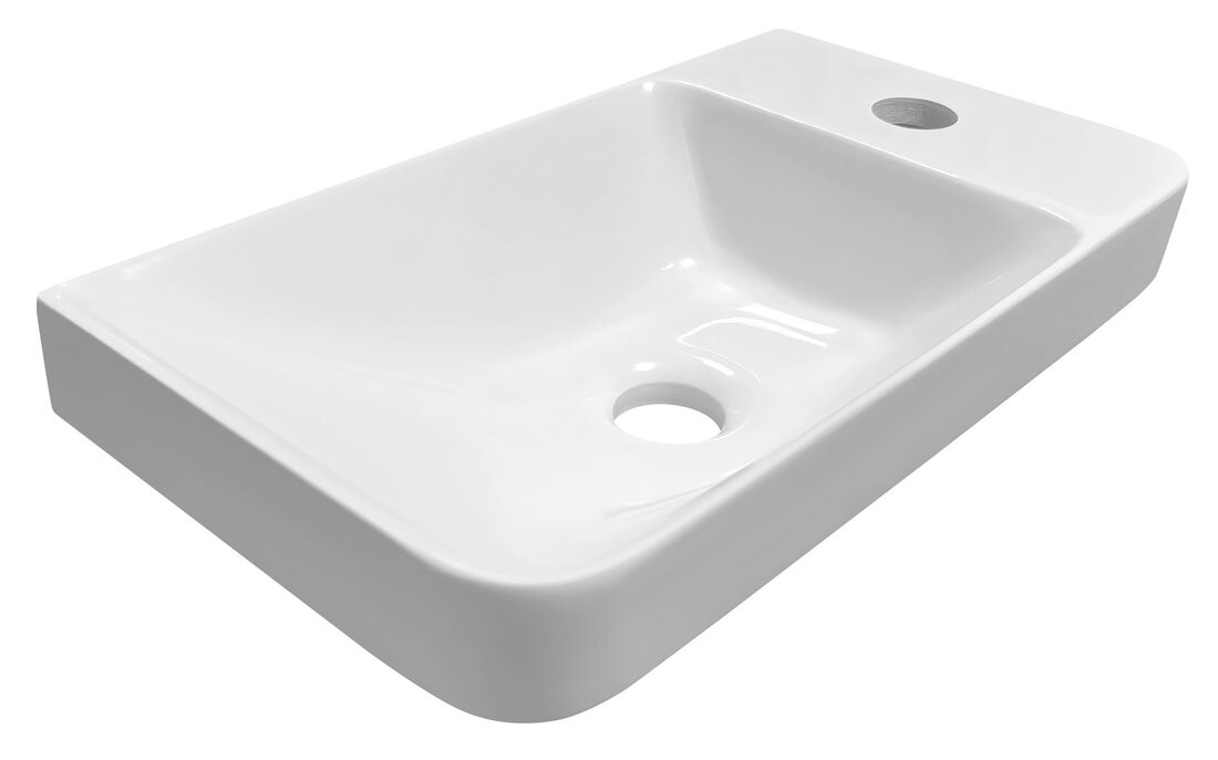 Sapho ZORBA umývátko 40x22cm, litý mramor, baterie vpravo, bílá