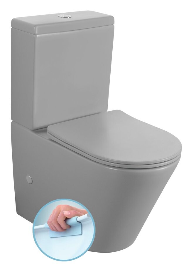 Sapho PACO WC kombi, Rimless, spodní/zadní odpad, šedá mat