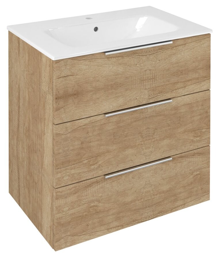 Sapho CIRASA umyvadlová skříňka 69,8x75x46cm, 3x zásuvka, dub Alabama