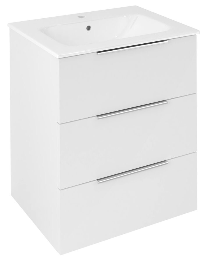 Sapho CIRASA umyvadlová skříňka 59,2x75x46cm, 3x zásuvka, bílá lesk