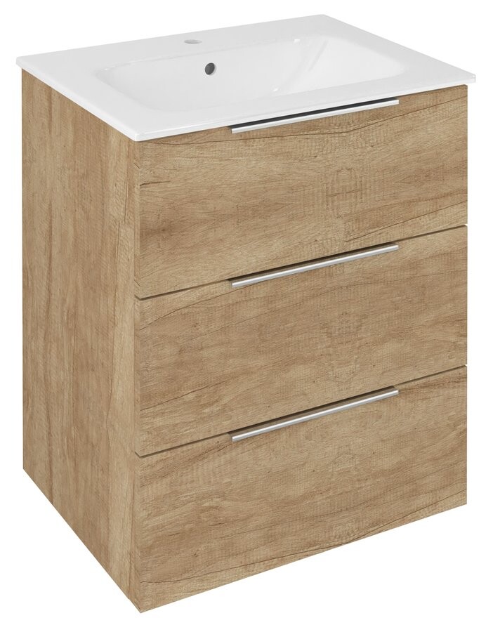 Sapho CIRASA umyvadlová skříňka 59,2x75x46cm, 3x zásuvka, dub Alabama