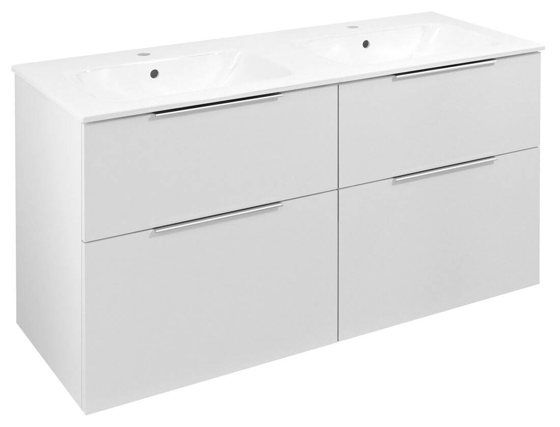 Sapho CIRASA umyvadlová skříňka s dvojumyvadlem 121x66x46cm, bílá lesk