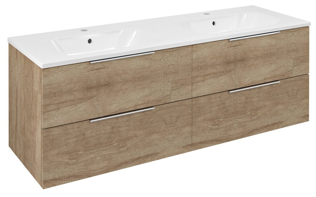 Sapho CIRASA umyvadlová skříňka s dvojumyvadlem 141x54x46cm, dub alabama