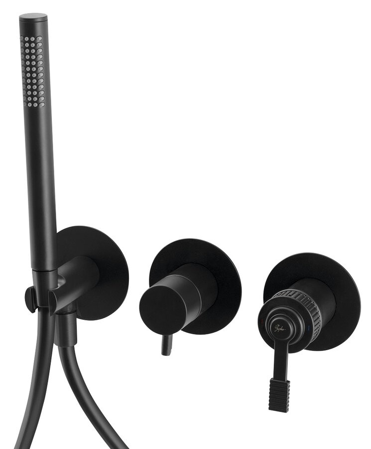 Sapho VERSI podomítková sprchová/vanová baterie s ruční sprchou, 2 výstupy, černá mat