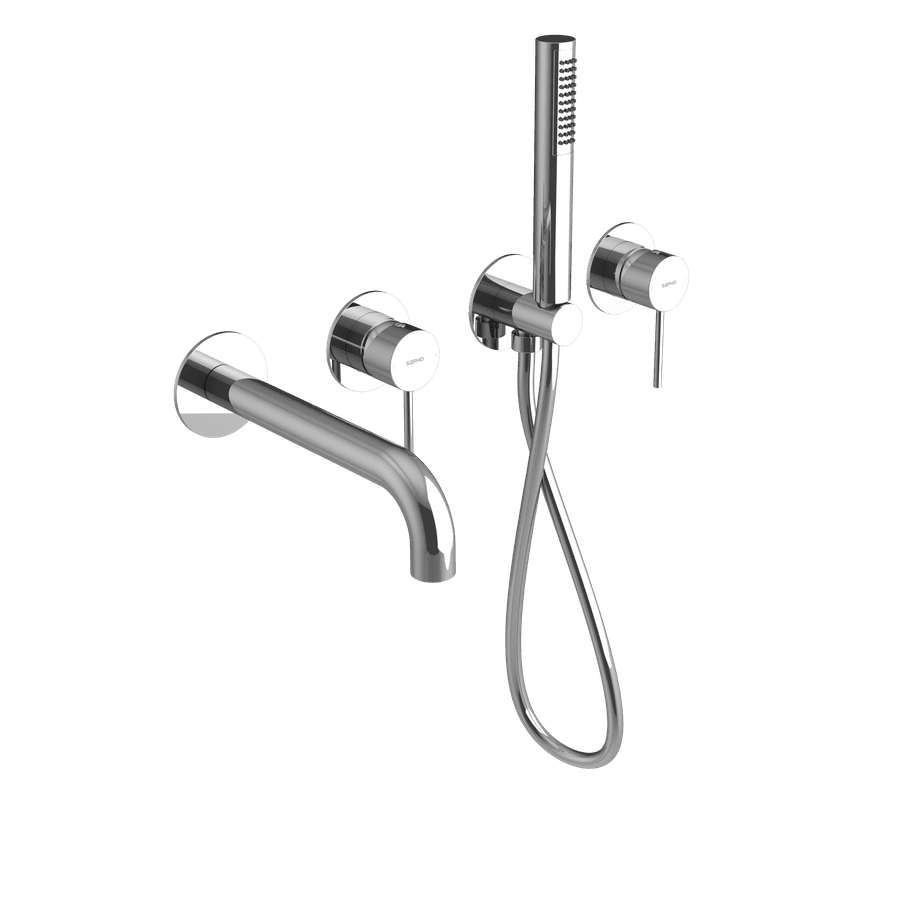 Sapho ULTRAMIX podomítková vanová baterie s hubicí a ruční sprchou, 2 výstupy, chrom