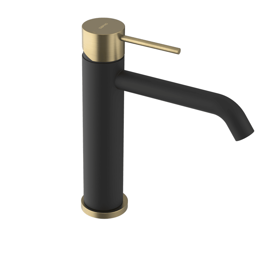 Sapho ULTRAMIX stojánková umyvadlová baterie střední, černá mat/zlato mat