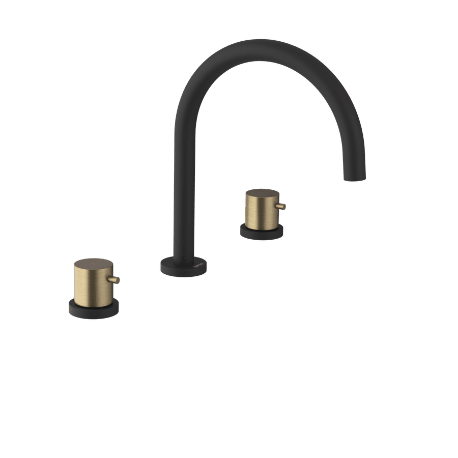 Sapho ULTRAMIX tříprvková stojánková umyvadlová baterie, černá mat/zlato mat