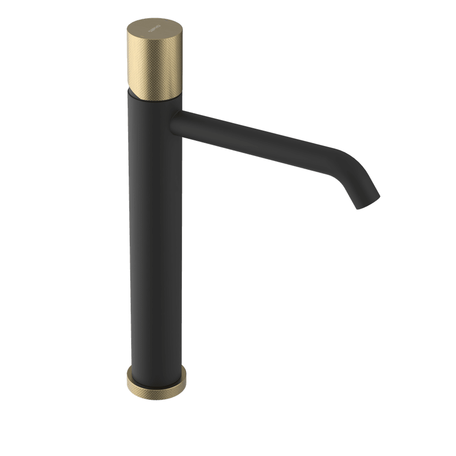 Sapho ULTRATAP stojánková umyvadlová baterie vysoká, prodloužená hubice, černá mat/zlato mat