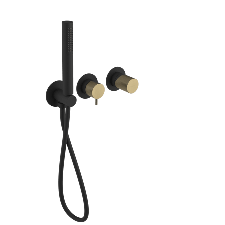Sapho ULTRATAP podomítková sprchová/vanová baterie s ruční sprchou, 2 výstupy, černá mat/zlato mat