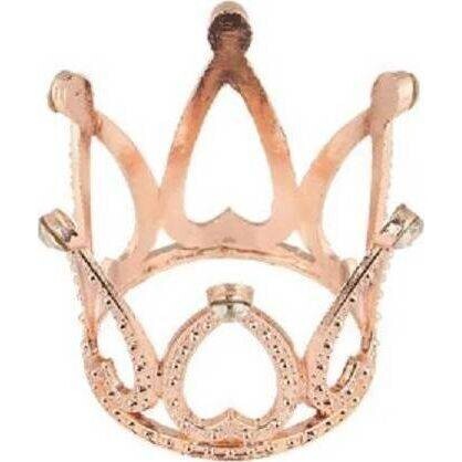 Nejedlá dekorace kovová Koruna růžovo-zlatá mini - dortis