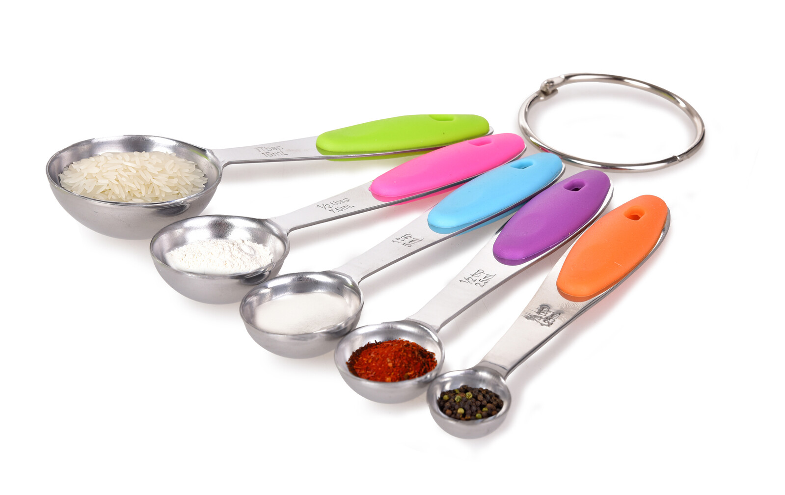 LŽIČKOMĚRKY | sada 5 nerezových odměrek | barevné rukojeti pro snadné rozlišení lžiček a lžic
