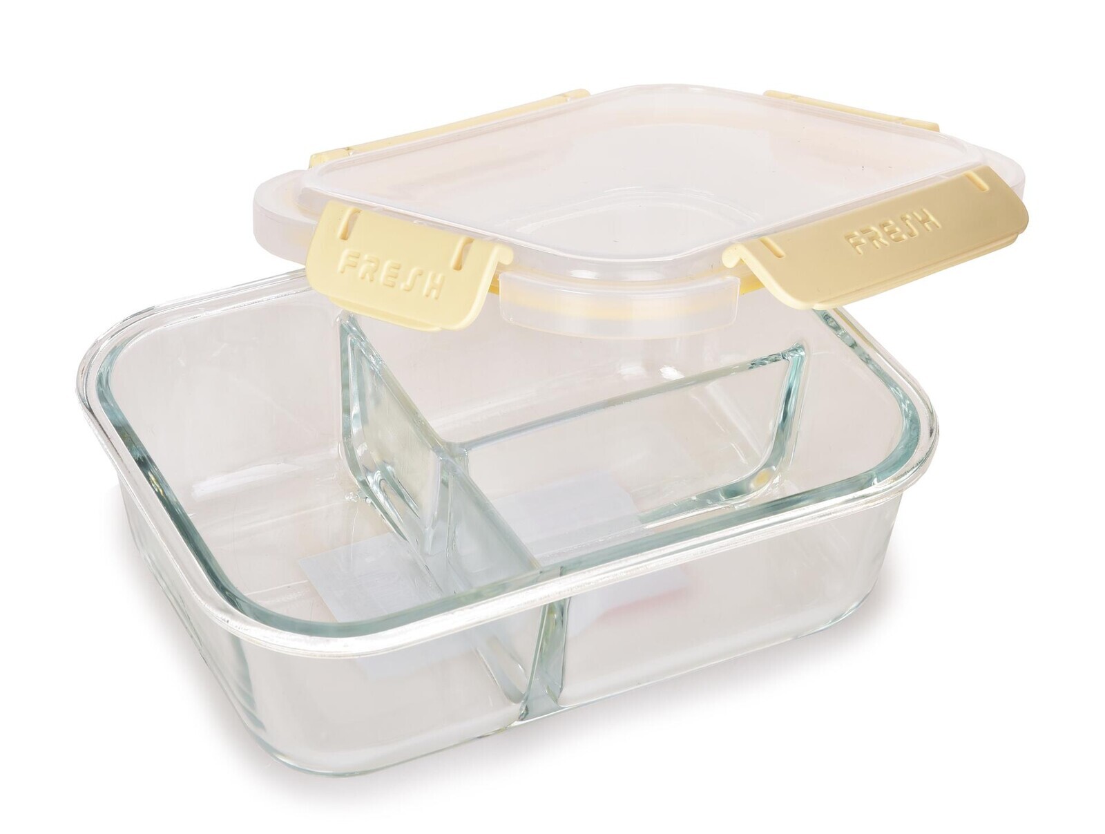 CVAK&CVAK | 3v1 Dělená skleněná krabička na jídlo 200+200+300 ml  žloutková