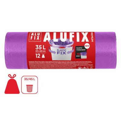 Alufix pytle na odpad zatahovací, 22 µ, 53 x 60 cm, 35 l, 12 ks