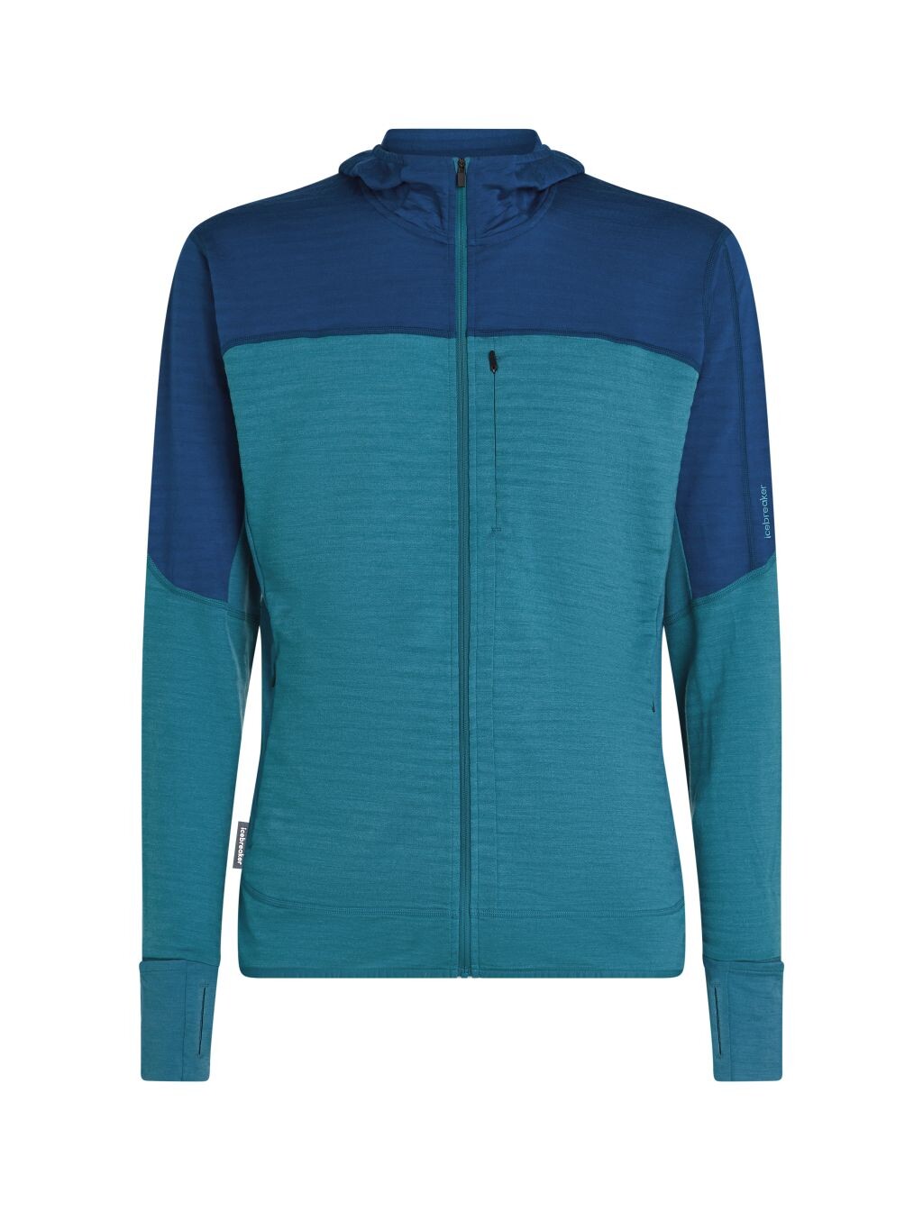 ICEBREAKER Mens 300 RealFleece Descender LS Zip Hood, Topaz/Atlantis/Cb (vzorek) velikost: M
