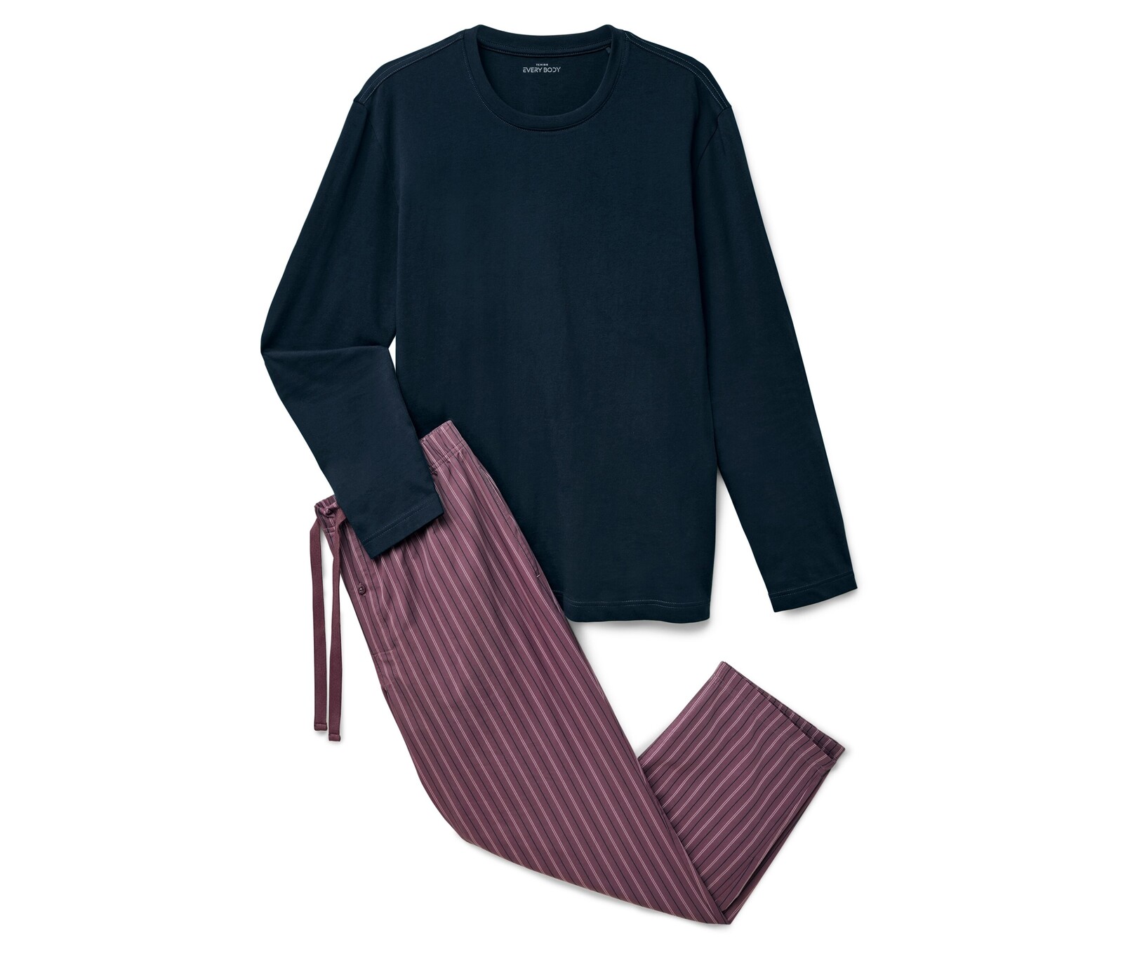 Tchibo - Pyžamová souprava s tkanými kalhotami - pro muže - vel. M 48/50 - barva: modrá/s proužky