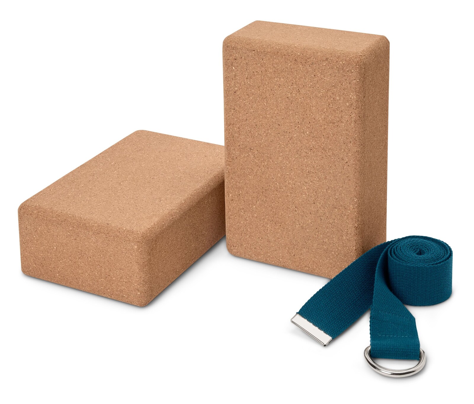 Tchibo - Sada korkových pomůcek na jógu - barva: modrá