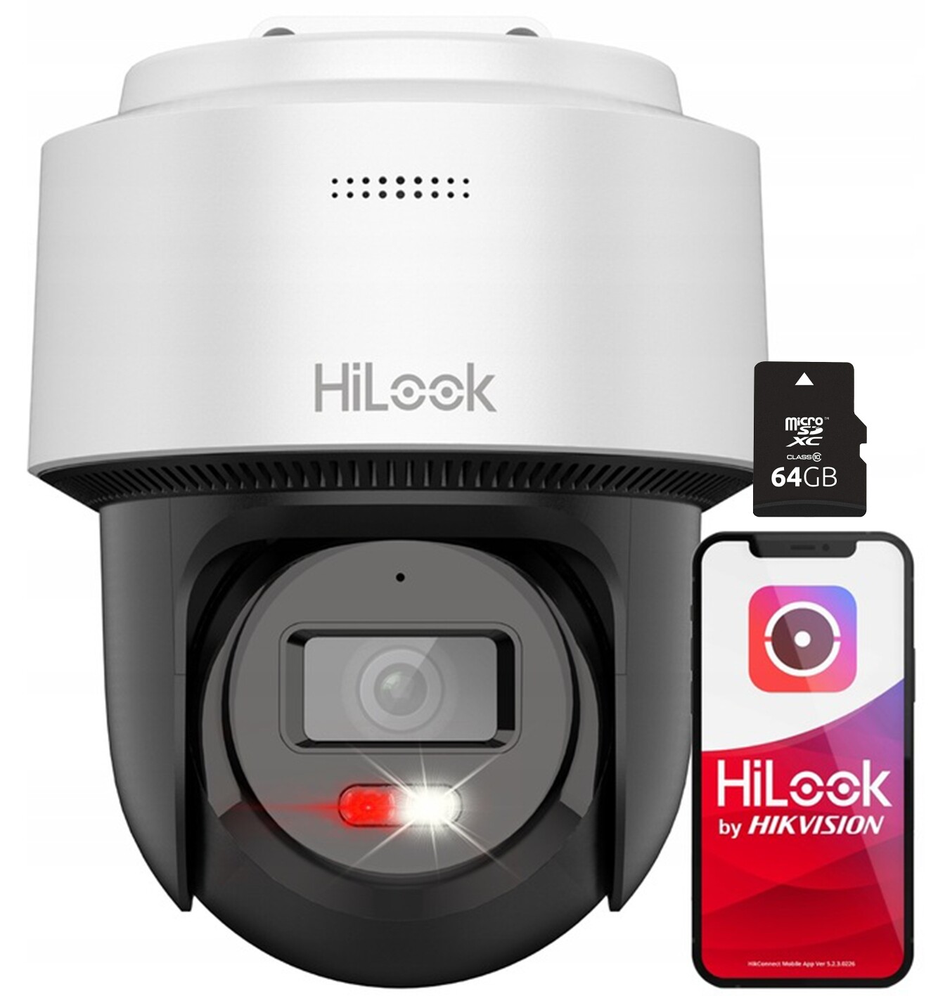 Full Hd HiLook Autotracking Hybridní světelná Ip panoramatická kamera 64GB Sd karta