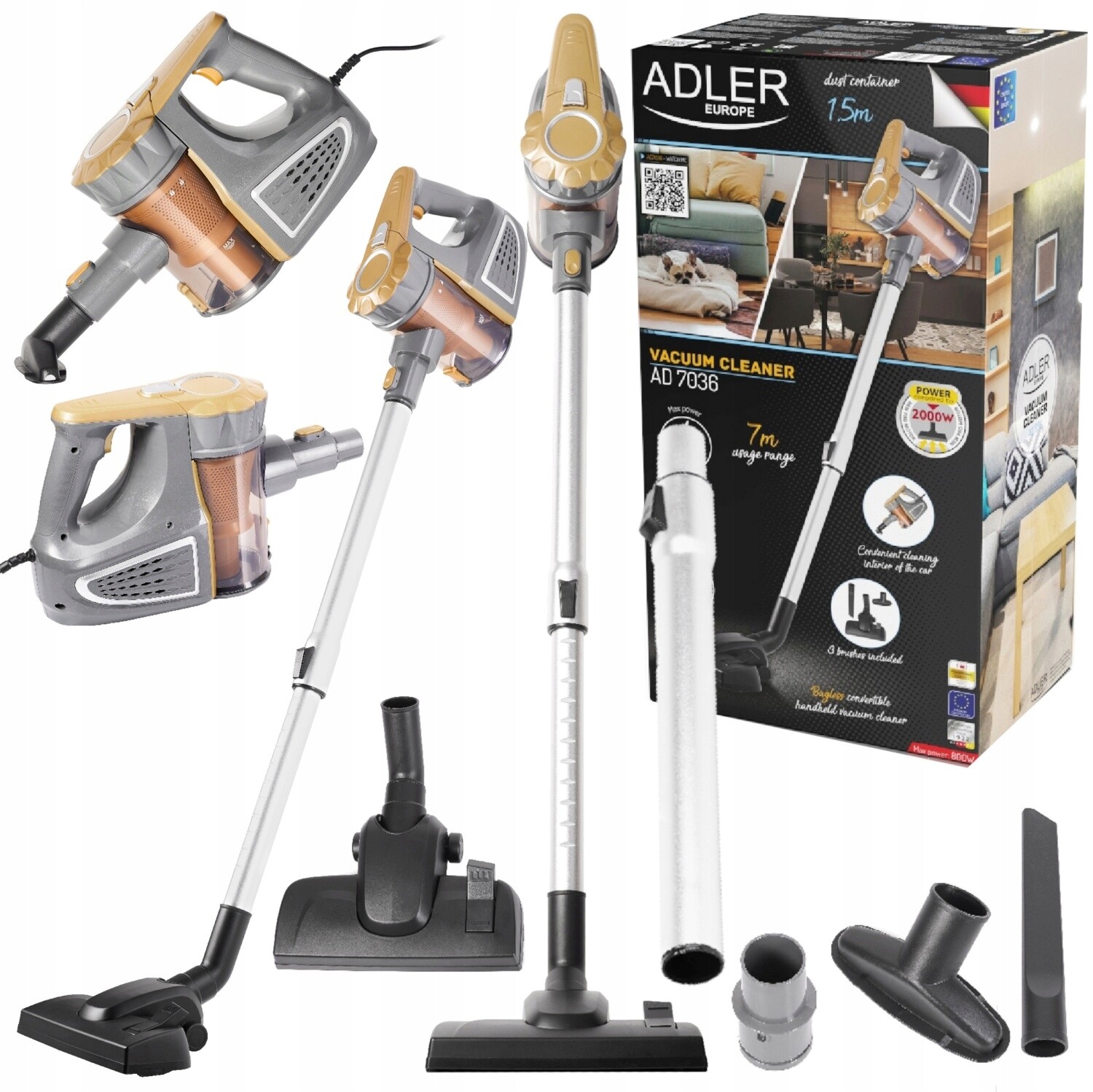 Tyčový Vysavač ruční bezsáčkový vysavač s výkonným domácím spotřebičem, 800 W, pro domácnost