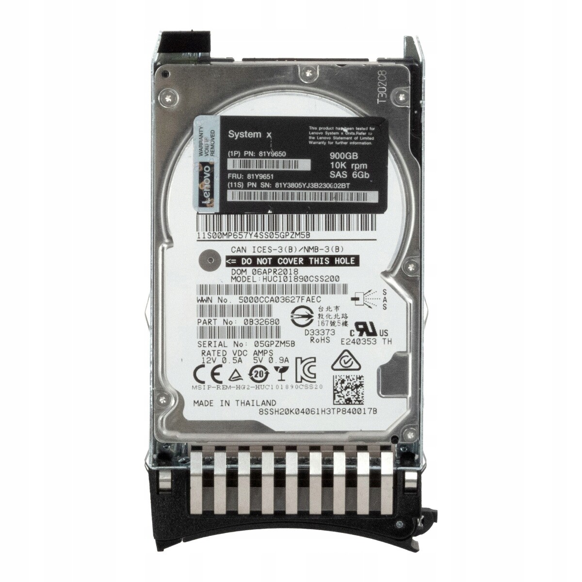 Lenovo 81Y9651 81Y9650 900GB 10K 64MB SAS-2 2.5'' HUC101890CSS200