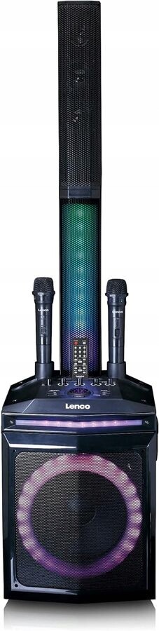 Audiosystém Lenco PA-220BK Usb Radio Aux Bluetooth Mikrofon Subwoofer Led