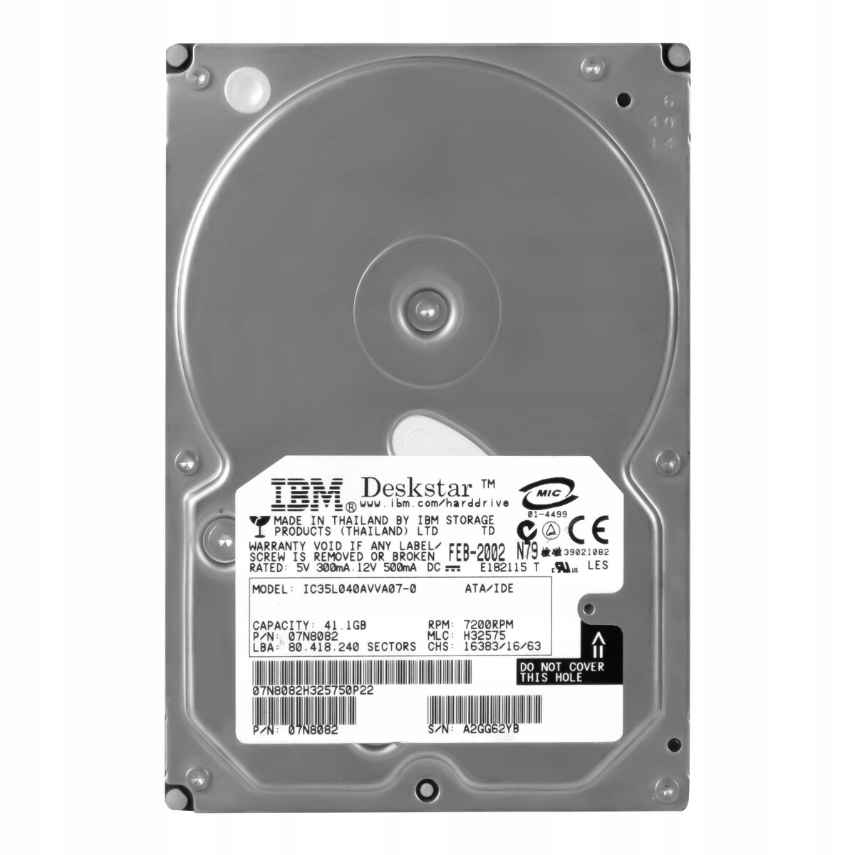 Ibm 07N8082 41.1GB 7.2K 2MB Ata 3.5'' IC35L040AVVA07-0