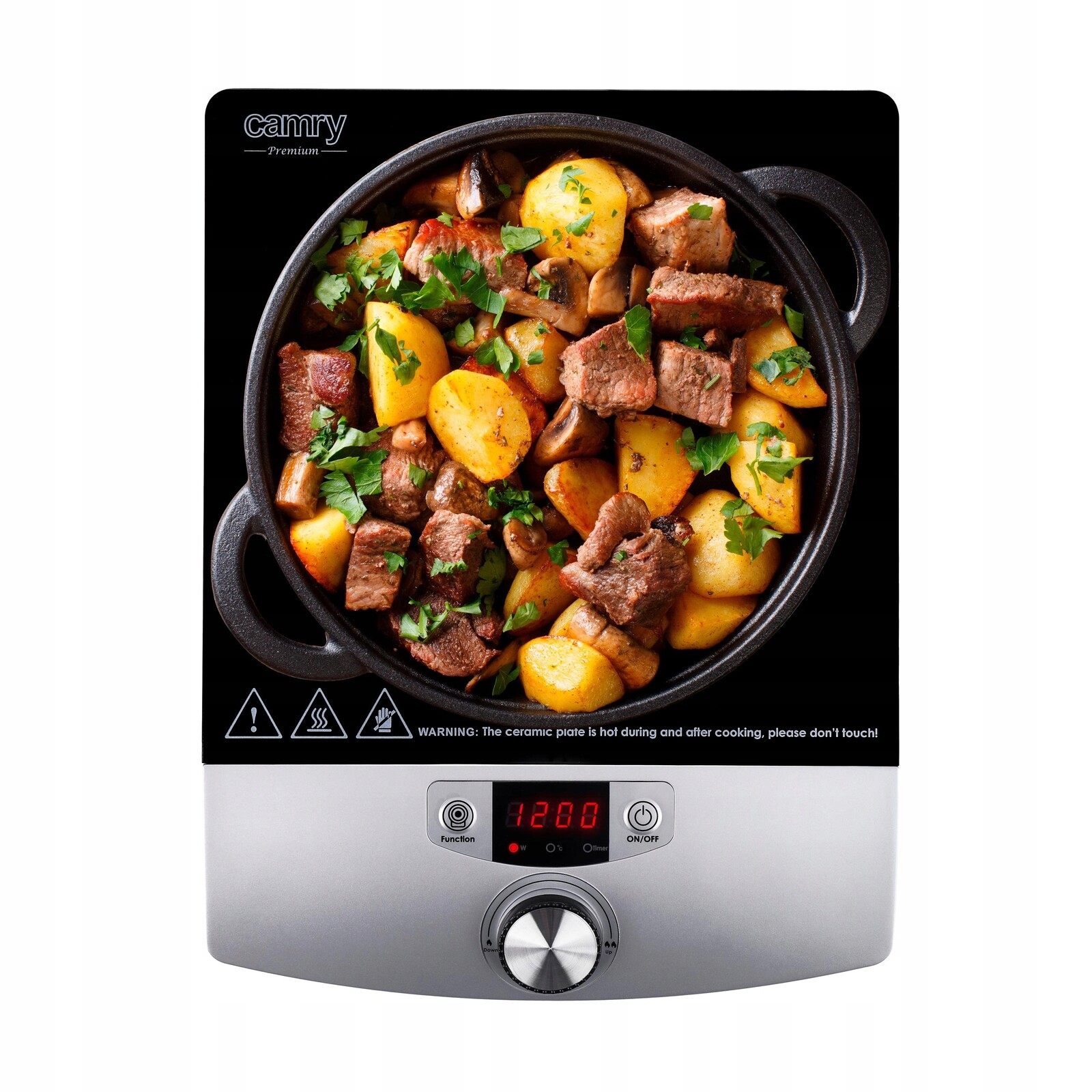 Jednoplotýnkový indukční vařič s volně stojícím LCD časovačem 2000 W Sklo