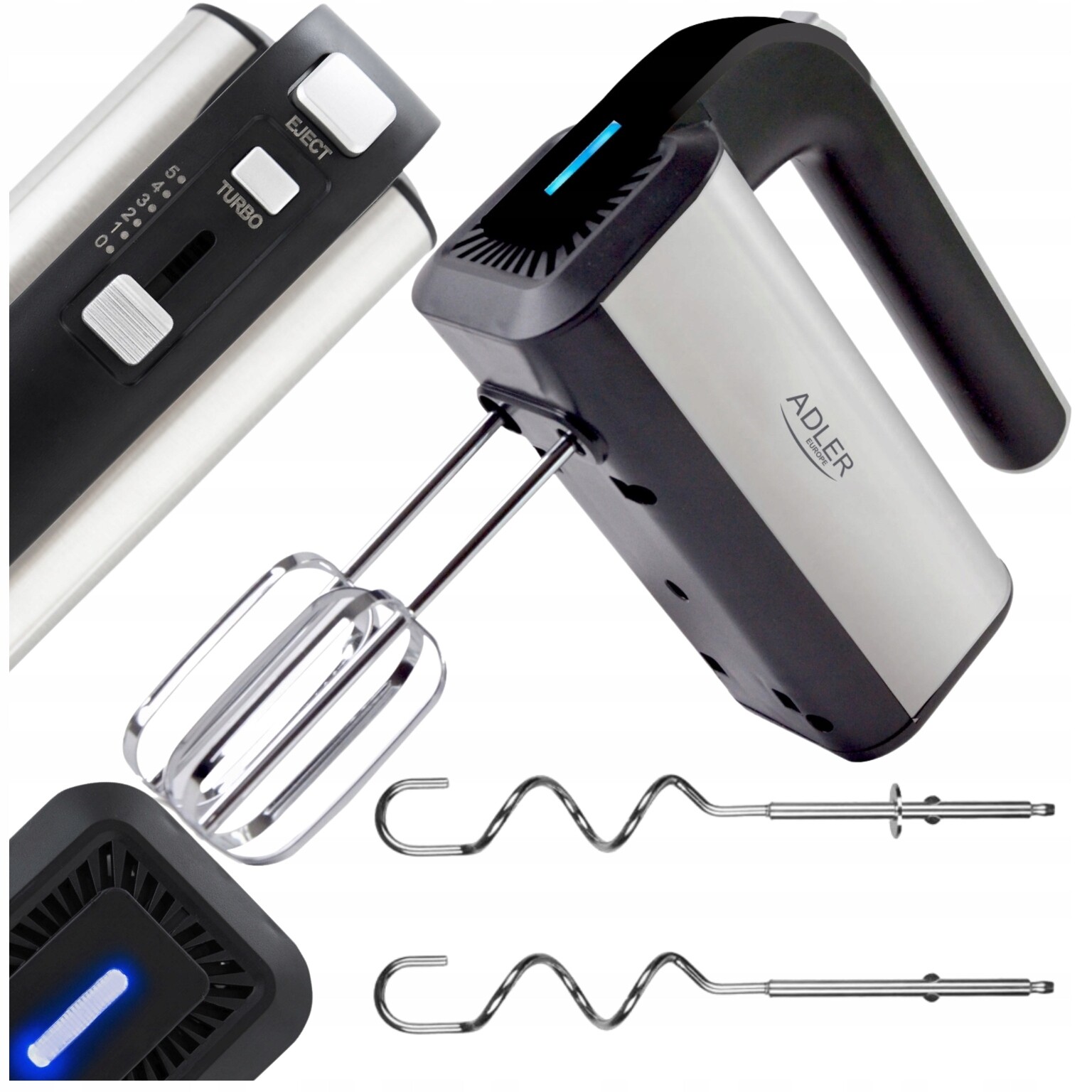 Ruční kuchyňský robotový mixér 800 W turbo 5 rychlostí Inox