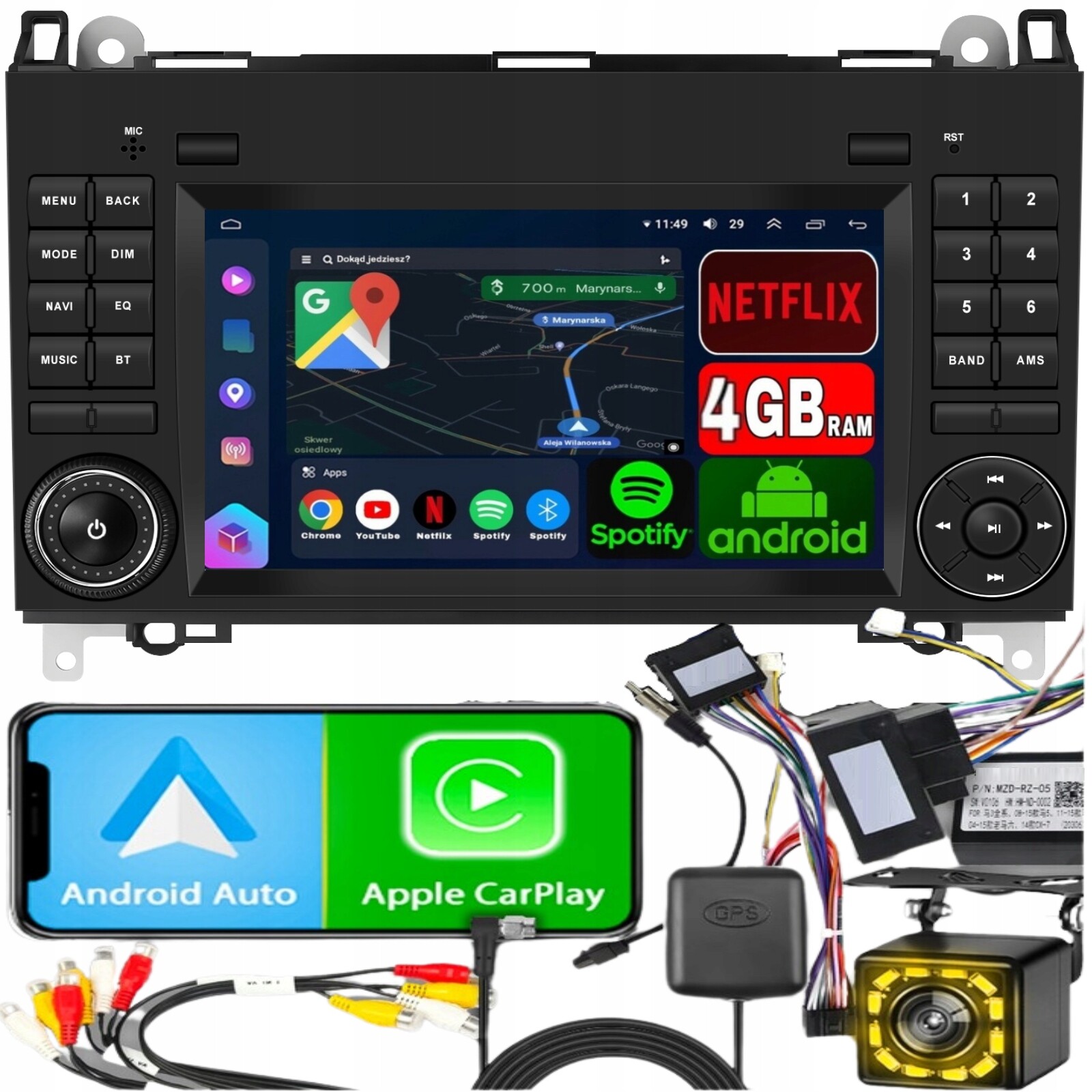 Radio pro Mercedes W906 Sprinter W169 W245 W639 Vito Viano CarPlay Android