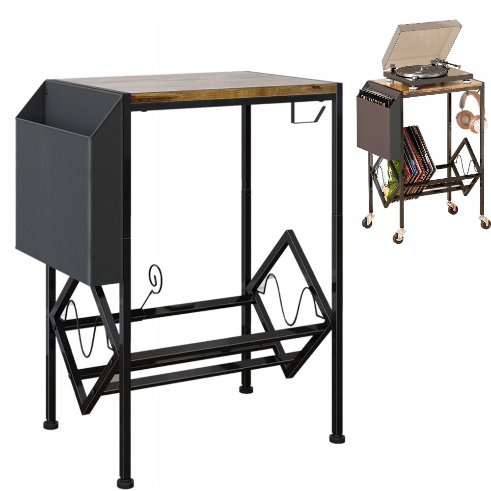 Stůl Na Gramofon Na Kolečkách Police Skříňka Stojan Regál Na Vinylové Desky