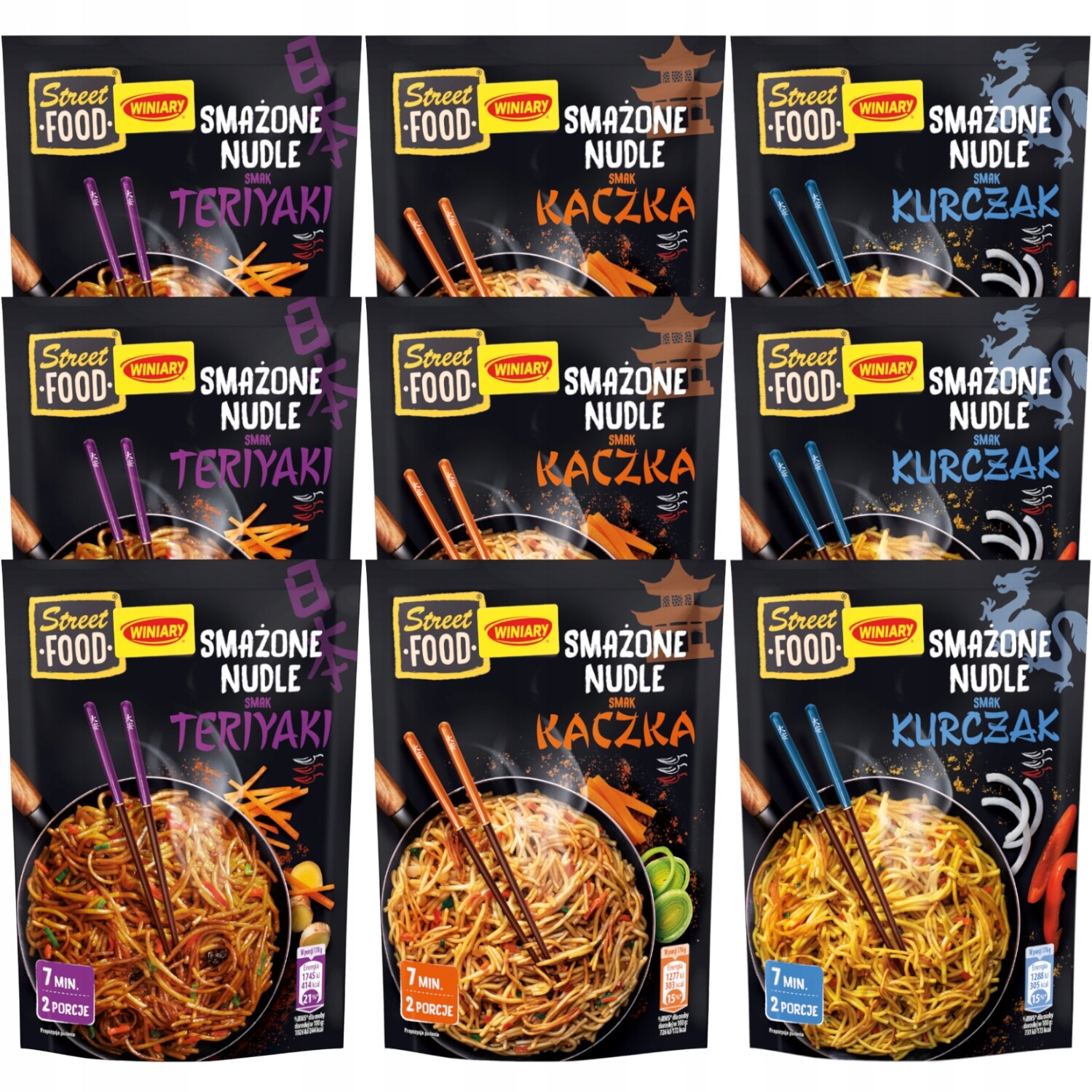 Winiary Streetfood Smažené nudle mix chutí 9 ks