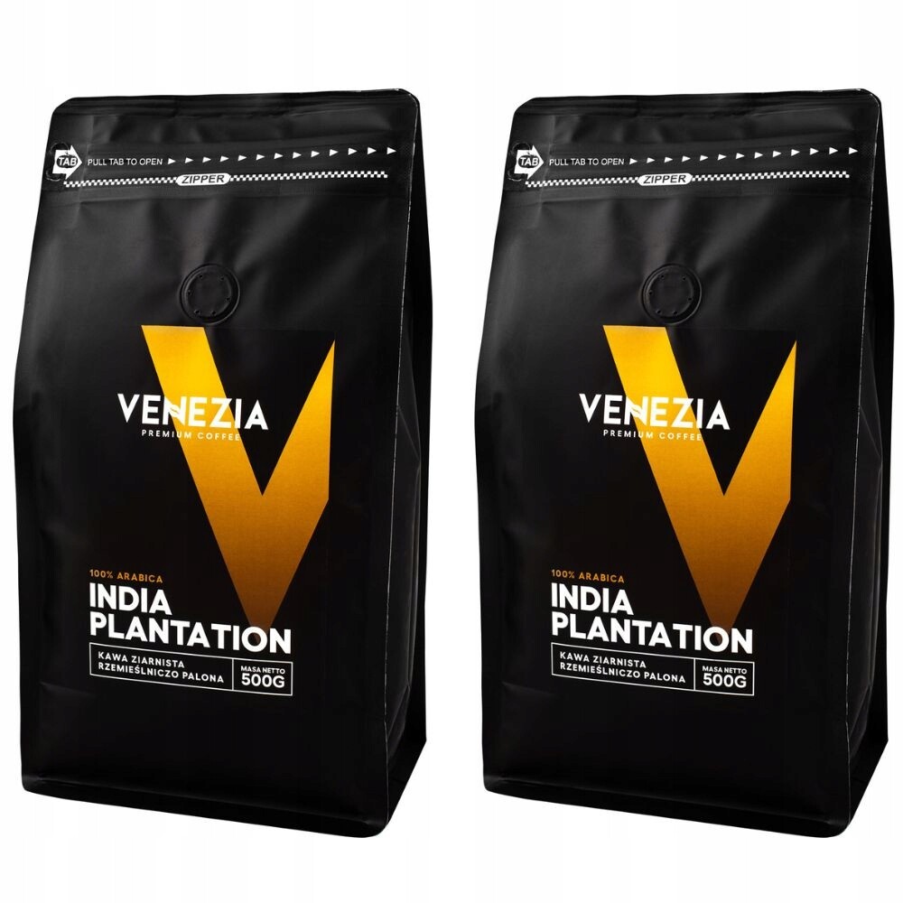 Káva zrnková Venezia India Plantation 100% arabica čerstvá 2x 500 g 1 kg